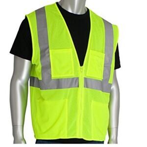 New PIP Four Pocket Mesh Vest 302-MVGZ4PLY-M ANSI Class 2 SIZE M Hi-Visibility